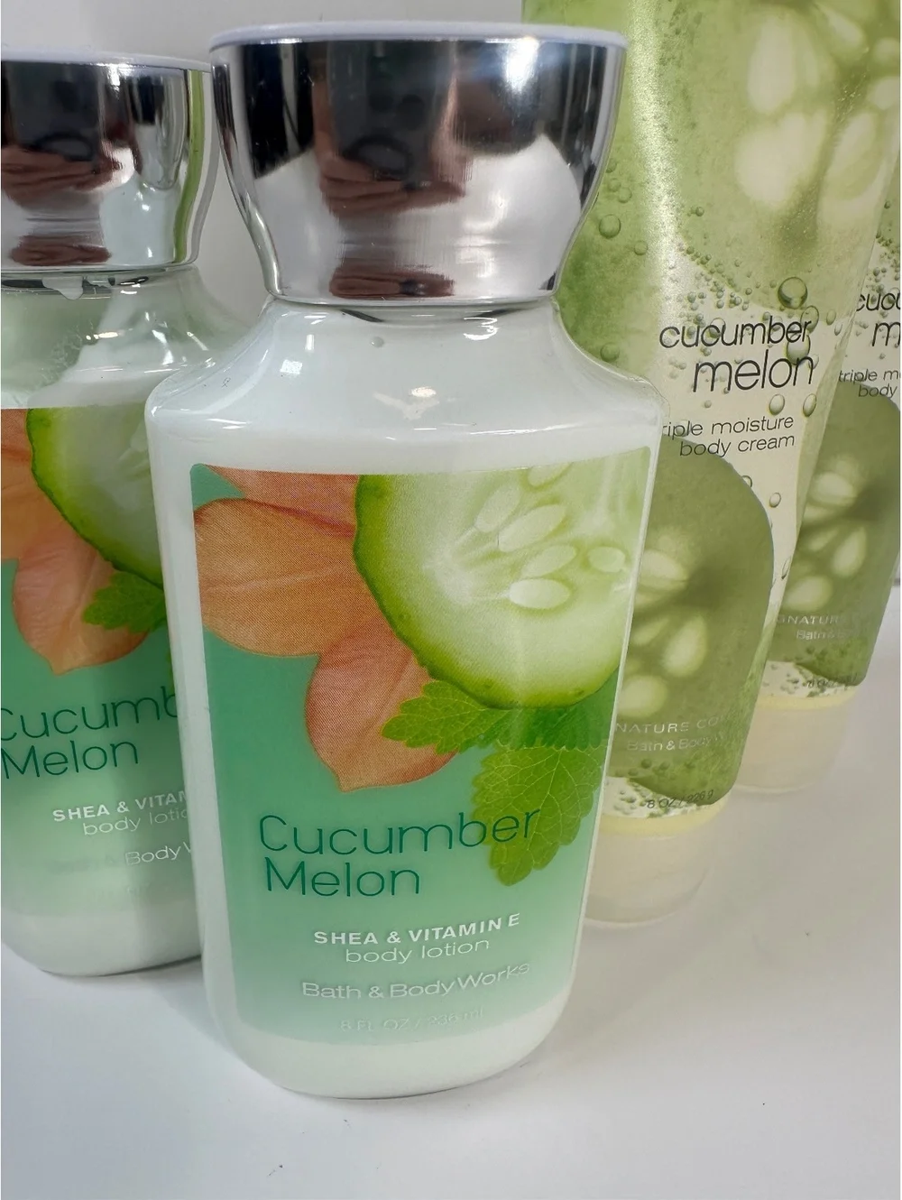 Cucumber Melon Bath & Body Works 3 Body Lotions 8oz + 2 Body Creams 8oz